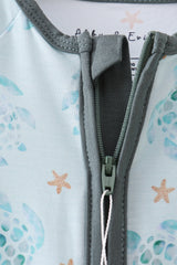 Blue Turtle Bamboo Romper