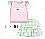 Green Golf Embroidered Skorts Set