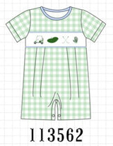 Green Golf Embroidered Romper