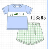 Green Golf Embroidered Gingham Set