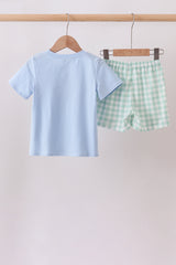 Green Golf Embroidered Gingham Set