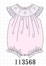 Pink Hydrangea Bow Smocked Bubble