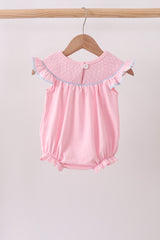 Pink Hydrangea Bow Smocked Bubble