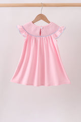 Pink Hydrangea Bow Smocked Dress