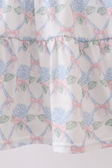 Blue Floral Ruffle Dress