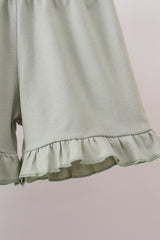 Camo Hunting Embroidered Ruffle Shorts Set