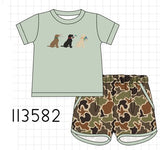 Camo Hunting Embroidered Shorts Set