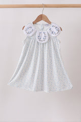 Blue Floral Embroidered Dress