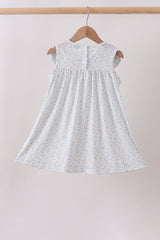 Blue Floral Embroidered Dress