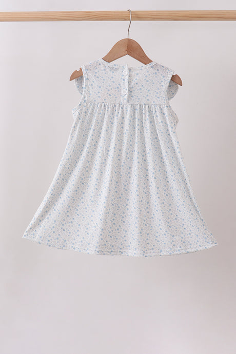 Blue Floral Embroidered Dress