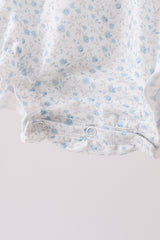 Blue Floral Embroidered Bubble