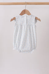 Blue Floral Embroidered Bubble