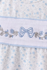 Blue Floral Smocked Ruffle Bloomer Set