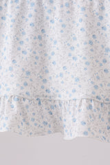 Blue Floral Smocked Ruffle Bloomer Set
