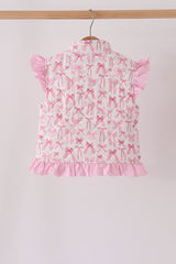 Pink bow ruffle vest