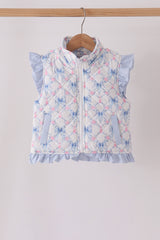 Sky floral bow ruffle vest