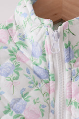 Pink floral ruffle vest