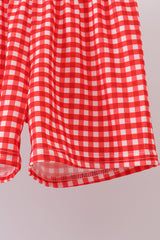 Navy School Bus Smocked Gingham Shorts Set