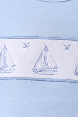 Blue Sailboat Embroidered Skorts Set