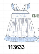 Blue Sailboat Smocked Ruffle Dress