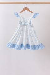 Blue Sailboat Smocked Ruffle Dress