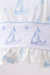 Blue Sailboat Smocked 2PC Swimsuit