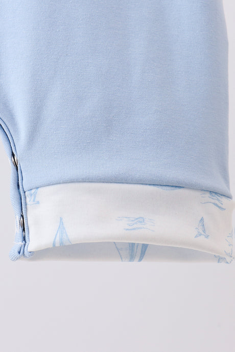 Blue Sailboat Embroidered Jon Jon