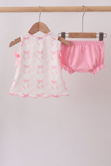 Pink Bow Print Bloomer Set