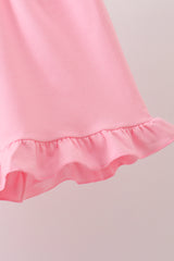 Pink Bow Print Ruffle Shorts Set