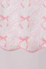 Pink Bow Print Ruffle Shorts Set