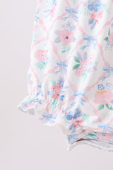 Blue Floral Smocked Bubble