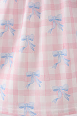 Pink Gingham Bow Print Dress