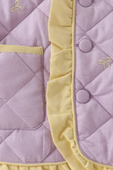 Purple corduroy bow embroidery ruffle jacket