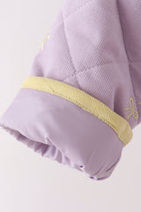 Purple corduroy bow embroidery ruffle jacket