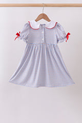 Blue Apple Smocked Plaid Dress