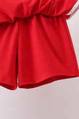 Red Apple Embroidered Skorts Set