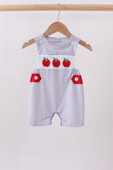 Blue Apple Embroidered Plaid Jon Jon