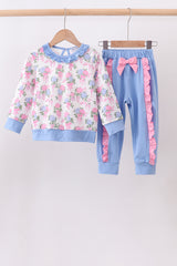 Blue floral jogger set