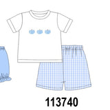 Blue Pumpkin Embroidered Gingham Shorts Set