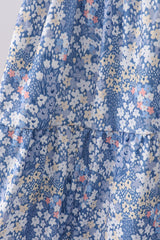 Blue Floral Print Mom Dress