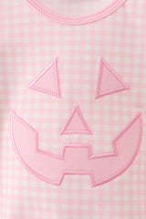 Pink Jack-O-Lantern  Applique Bow Bubble