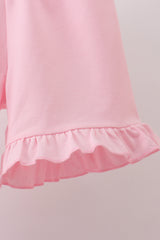 Pink Jack-O-Lantern  Applique Ruffle Shorts Set
