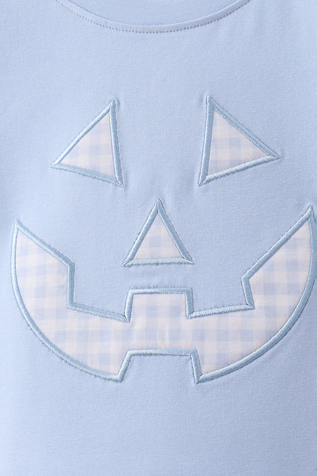 Blue Jack-O-Lantern  Applique Shorts Set