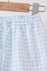 Mint Crayon Applique Gingham Shorts Set