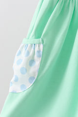 Mint Crayon Applique Ruffle Shorts Set