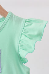 Mint Crayon Applique Dot Dress