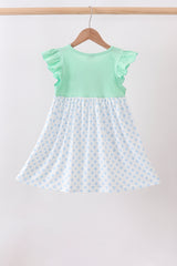 Mint Crayon Applique Dot Dress