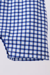 Navy Apple Embroidered Gingham Jon Jon