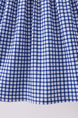 Navy Apple Embroidered Gingham Dress