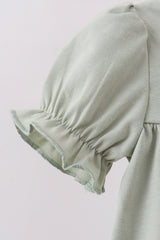Green football french knot gingham bloomer set